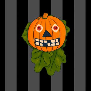 Pin de esmalte estilo vintage de Jack O&#39;Lantern, botón retro de temporada espeluznante, decoración de calabaza, década de 1900, regalos de Halloween, lindo arte de Halloween