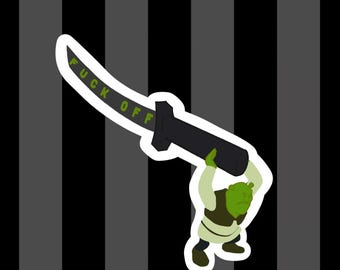 Shrek Insult Sword Aufkleber, lustiger Laptop Aufkleber, transparente Kanten