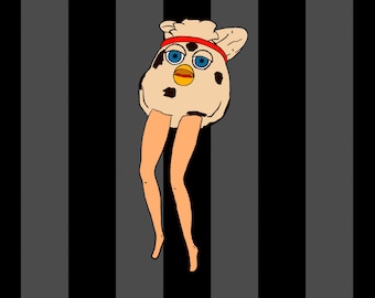 Cursed Furby with Barbie Legs Sticker – 90s Meme Art