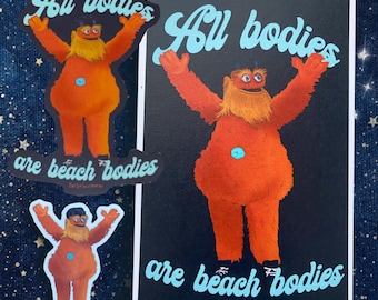 Gritty Print- und Aufkleberset, feministische Kunst, Body Positivity