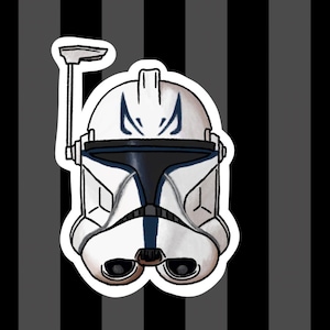 Captain Rex Vinyl Sticker, Commander Cody Art, Jedi Light Side, Laptop sticker hydroflask, Star Wars Stickers, Star Wars Fan, Prequel Love