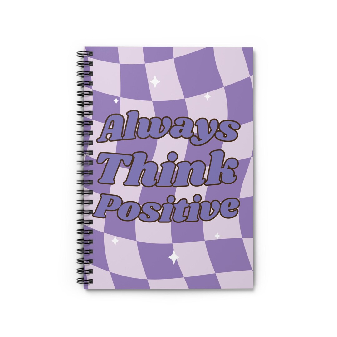 Always Think Positive Spiral Notebook | Purple Checkerboard ...
