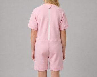 Kids Adaptive Short Sleeve Romper, Back Zip Anti Undressing Onesie, Special Needs Clothing