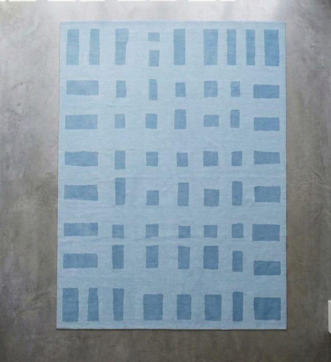 Hand Tufted Wool Area Rug, Modern Geometric Blue Carpet, Minimalist ...