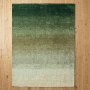 Hand Tufted Wool Ombre Rug, Green Gradient Abstract Area Carpet. Handmade.