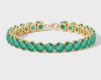 Pulsera de tenis octogonal de esmeralda