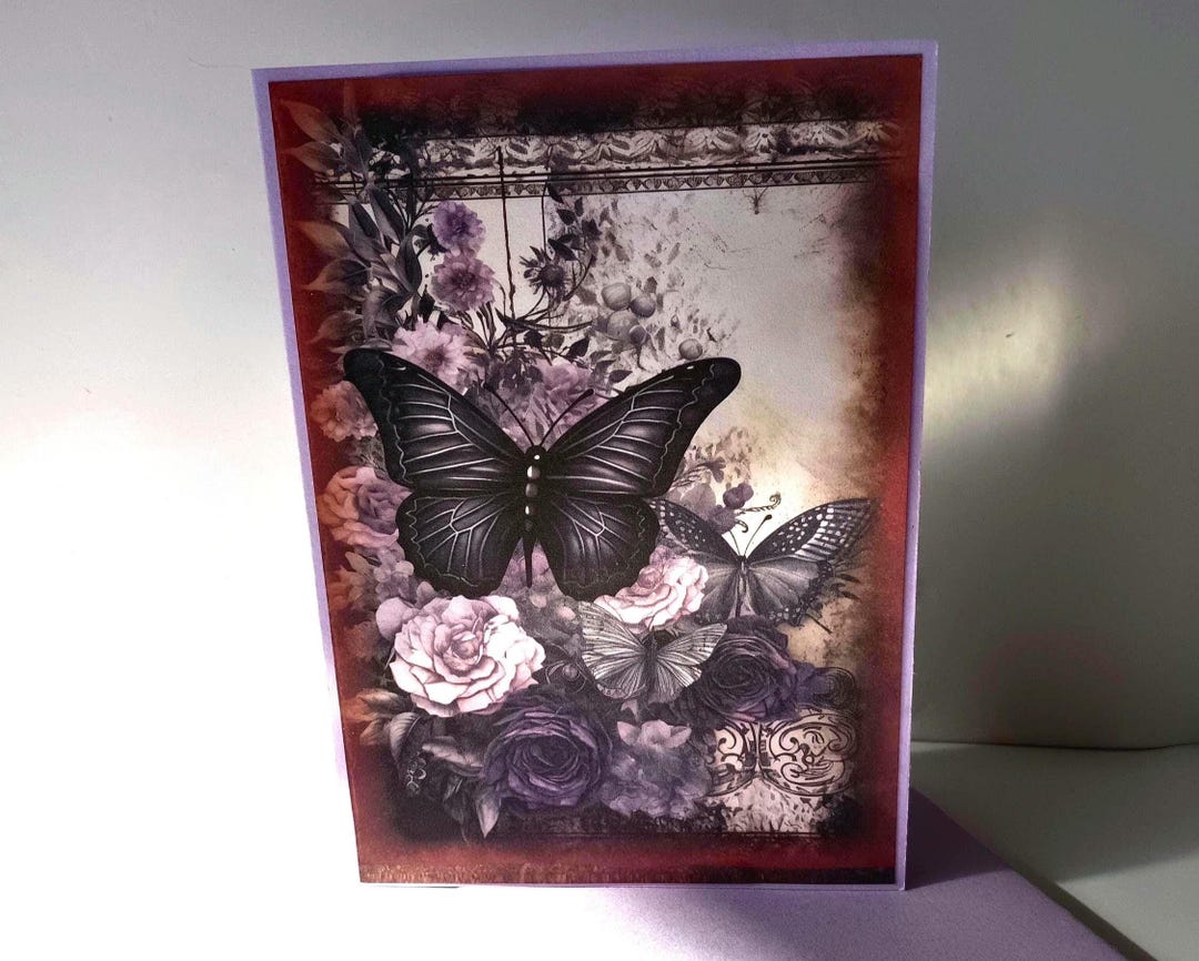 Handmade Greeting Card - Dark Butterfly - Etsy