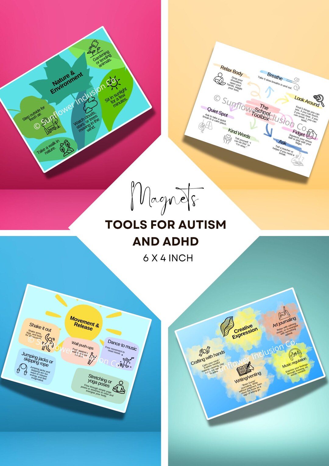 Autism ADHD Sensory Regulation Magnets | Visual Strategy Tools (6x4 ...