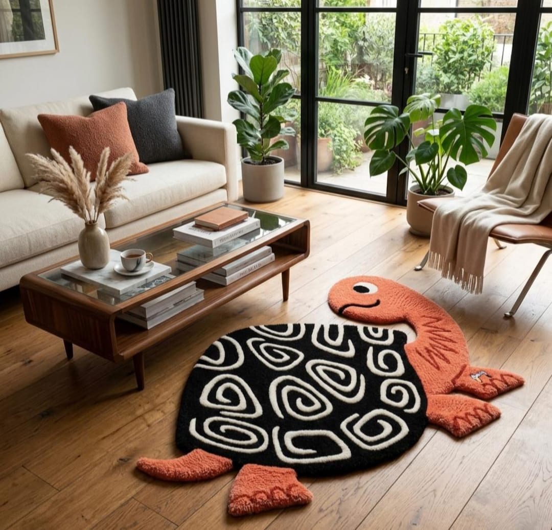 Hand Tufted Wool Turtle Rug, Playful Animal Carpet for Kids Room - Etsy