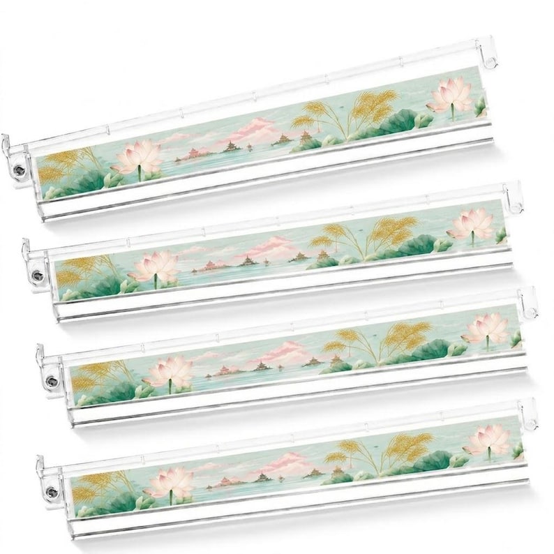 Set 4 White Lotus Mahjong-ställ – Premium Chinoiserie-hållare i klar akryl för amerikansk Mahjong, personliga pushers och kakelhållare bild 4
