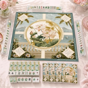 Set 4 White Lotus Mahjong-ställ – Premium Chinoiserie-hållare i klar akryl för amerikansk Mahjong, personliga pushers och kakelhållare bild 3