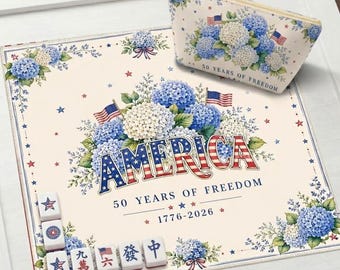 Soft Americana Mahjong Mat, USA Theme, Fourth of July Table Mat, Patriotic Game Pad, Mah jongg, Red White and Blue Non-Slip Table Cover