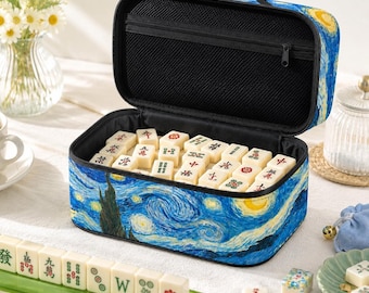 Van Gogh inspirierte Mahjong Tasche - Sternennacht Desigb Mahjong Zubehör, Art Mahj Geschenk für Mahjong Liebhaber