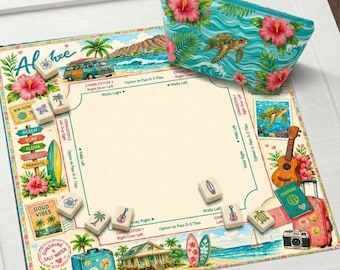 Tapete de Mahjong Tropical Aloha, Decoración para Club de Playa Hawaiano, Regalo para Jugadores de Mahjong Americanos, Funda Protectora de Mesa Antideslizante, SE ENVÍA ENROLLADO