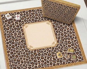 Luxury Leopard Print Mahjong Mat | Cheetah Mah Jongg Mat | Glam Animal Print Tile Game Mat, Non-Slip Table Protection Cover, SHIPS ROLLED
