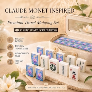 Mahjongtegels waterlelie | 1,4 x 1,0 x 0,6 inch Amerikaanse mahjong acryltegels | Monet geïnspireerd luxe mahjongcadeau | 166 stuks afbeelding 1