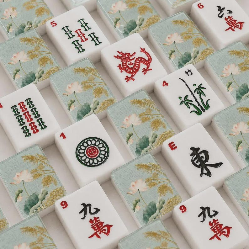 Set 4 White Lotus Mahjong-ställ – Premium Chinoiserie-hållare i klar akryl för amerikansk Mahjong, personliga pushers och kakelhållare bild 9