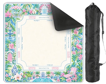Tapete de mahjong de neopreno Palm Beach, estilo resort chinoiserie tropical, mahjong americano, protector de mesa antideslizante, se envía enrollado.