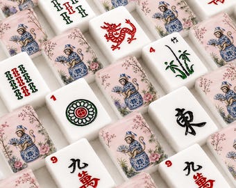 Chinoiserie aap mahjongtegels, 1,4 x 1,0 x 0,6 inch luxe Amerikaanse mahjongtegels, Aziatisch erfgoed mahjongcadeau, premium Amerikaanse mahjongtegels