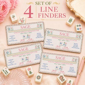 Conjunto de 4 Marcadores de Linha de Mahjong Listrados Personalizados – Coleção Minimalista, Capas de Guia de Mahjong em Acrílico com Nome Personalizado, Acessório para Mahjong