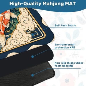 Elegant Koi-fiskdamm Mahjongmatta | Chinoiserie Amerikansk Mahjong Spelyta | Lotusblomma & Japansk Koi Design | Lyxig Mahjong-present bild 5