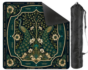 Tapete de Mahjong William Morris Peacock con instrucciones, regalo de Mahjong de Kew Gardens, artes y manualidades, funda protectora antideslizante para mesa, se envía enrollado.