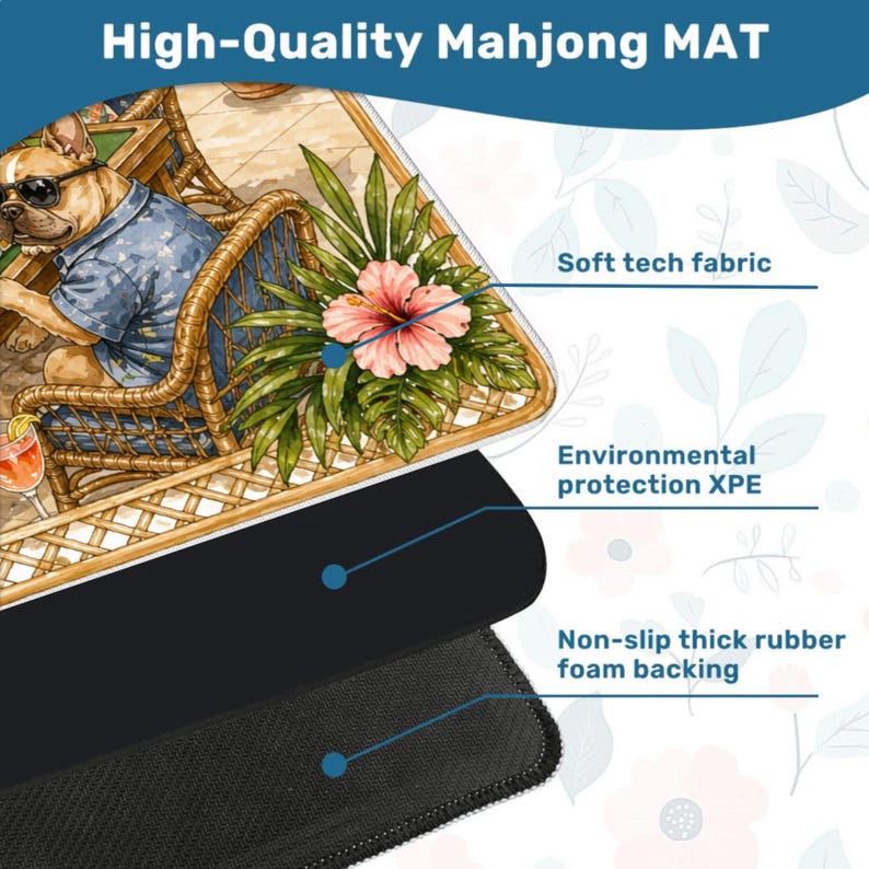 Sommarhund som spelar mahjong, Palm Beach Mahjong Club, konst vid kusten vid poolen, väggdekor med preppy resort-livsstil bild 2