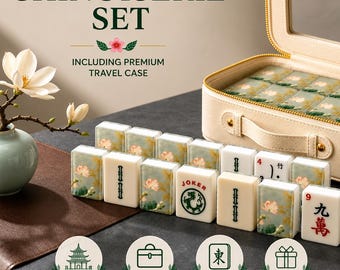 Fichas de Mahjong Loto Blanco, 3,5 cm x 2,5 cm x 1,5 cm, fichas de Mahjong americanas de lujo, regalo de Mahjong de herencia asiática, fichas de Mahjong estéticas.