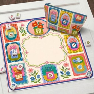Bunte Pantry Mahjong Matte, wunderliche Lebensmittelgeschäft Mahjong Tischmatte, Dopamin Dekor Mahjong Geschenk, rutschfeste Tischschutzabdeckung, SCHIFFE GEROLLT