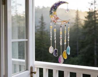 Wisiorki z kryształu i agatu, łapacze słońca, ozdoby okienne, naturalne kolektory energii z agatu, prezenty świąteczne, prezenty Dzień Matki