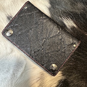 Elephant embossed Genuine Leather snap WALLET Custom made built to last sNake harley cowhide motorcycle biker groomsman gift mens womans art