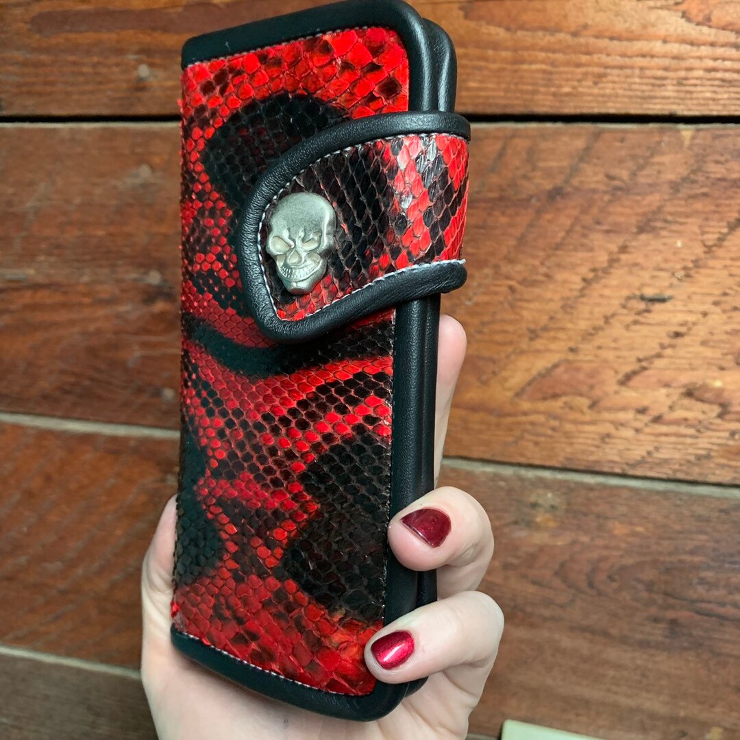 Red and Black Python Genuine Leather Snap WALLET Custom Made Built to ...