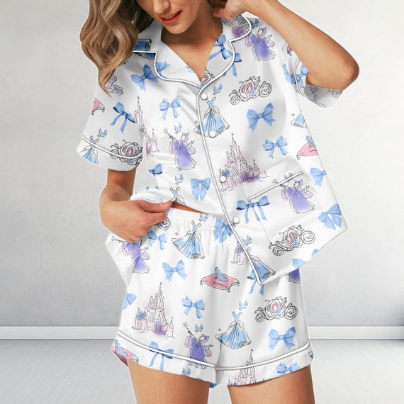 Disney Satin Pajamas, Disneyland Satin Sleepwear, Princess Sleepwear For Women, Fairytale Pjs Shorts, Disney Girl Gift
