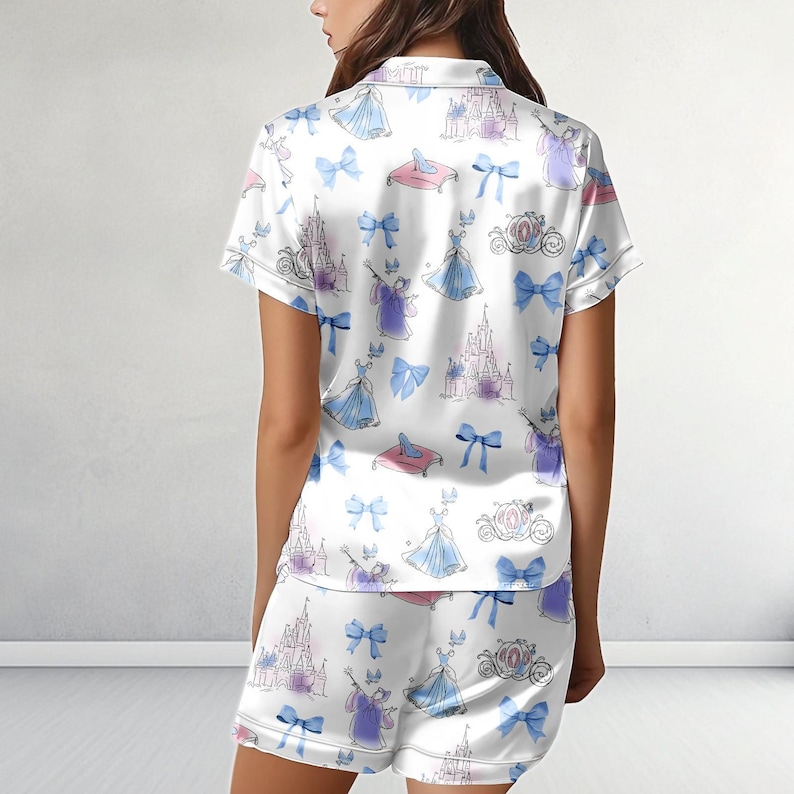 Disney Cinderella Satin Pajamas, Disneyland Satin Sleepwear, Princess Sleepwear For Women, Fairytale Pjs Shorts, Disney Girl Gift