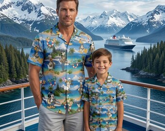 Disney Alaska Kreuzfahrt Sommer Vater Sohn Shirt, Micky Maus Kreuzfahrt Button Shirt, Alaska Wonder Cruise Shirt, Disney Familie Passendes Shir