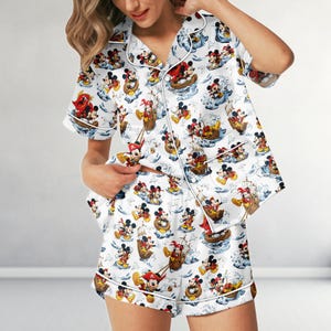 Pirate Mickey Mouse Satin Pajamas, Disney Cruise Line Nightwear, Mickey Pirate Ship Satin Pjs, Disney Vacation Gift, Sleepwear