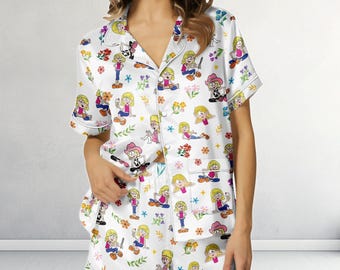 Lustiger Lizzie McGuire Floral Satin Pjs, das sind Träume aus Pyjama, Disney World Trip Pjs, Disneyland Pjs, Geschenk für Sie