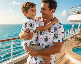 Disney Mickey und Co Vater Sohn passendes Shirt, Disney Cruise Squad Button Shirt, Mickey und Friends Cruise passende Shirt, Cruise Trip