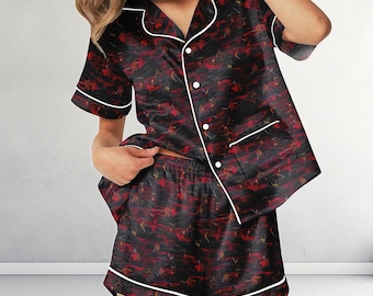 Star Wars Lichtschwert Pyjamas, Darth Vader Anakin Schlacht Satin Pyjama Set, Coole Sci Fi Nachtwäsche, Starwars Fan Geschenk, Dark Side Pjs