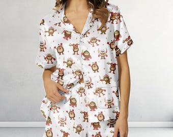 Disney Moana Film Satin Pyjama, Maui Island Prinzessin Sommer Pjs, Süßes Cartoon Outfit, Urlaubsgeschenk für Sie, Moana Film Geschenk