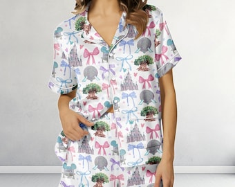 Disney World Micky und Freunde Satin Pyjama, Disney 2026 Trip Pjs, Magic Kingdom Pjs, Walt Disney World Pjs, Disney Parks Nachtwäsche