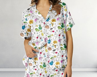 Disney Princess Satin Pyjamas, Aquarell Magic Castle Princess Nachtwäsche, Disney Princess Sketch Pjs, Disneyland Familienausflug Pjs