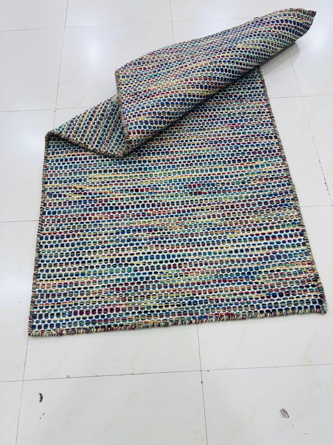 Multicolour Wool Rug Handwoven Multicolor Wool Rug – Handmade Boho Area Rug, Colorful Woven ...