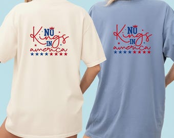 No Kings in America PNG, Patriotic Anti Trump Shirt Design, 4th of July Protest Graphic, USA Freedom Statement Sublimation PNG