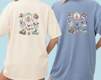 Disney Park Characters PNG Bundle, Mickey Minnie Donald Goofy Castle Clipart, Disneyland Aesthetic Design, Sublimation File