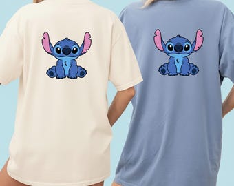 Stitch Back Shirt PNG, Cartoon Blue Alien Graphic, Sublimation Design (Digital Download)