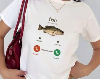 Funny Fishing Shirt PNG, Fish Incoming Call Design, Fisherman Humor Graphic Tee, Bass Fishing Lover Gift, Dad Fishing Shirt, Outdoor Funny