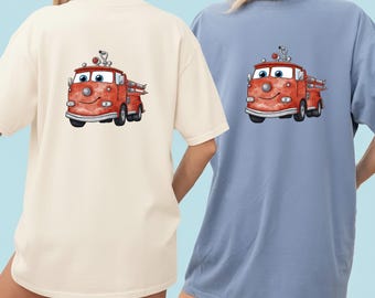 Red Fire Truck PNG, Cute Cartoon Fire Engine Clipart, Kids Vehicle Design, Firefighter Theme Shirt, Sublimation Digital Download