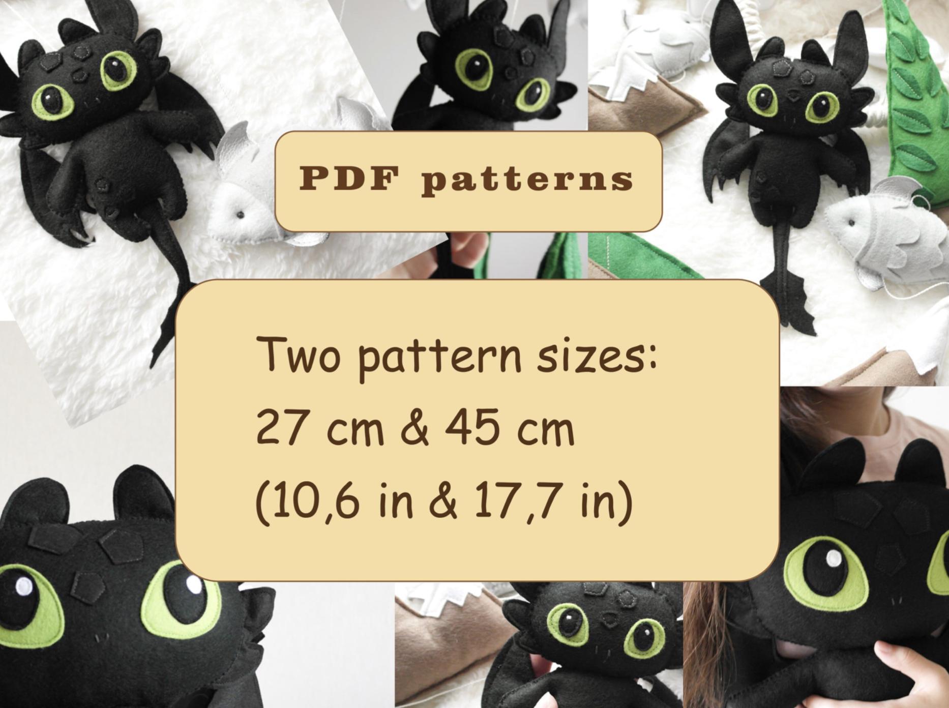 Toothless Dragon Toy Pattern, Felt Dragon Plushie Template PDF ...