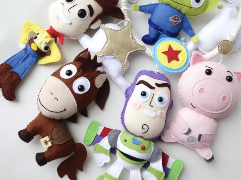 Toy Story Baby Mobile Pattern, Buzz Lightyear Hamm Sheriff Woody Bullseye Alien Handmade Felt Plushie image 4